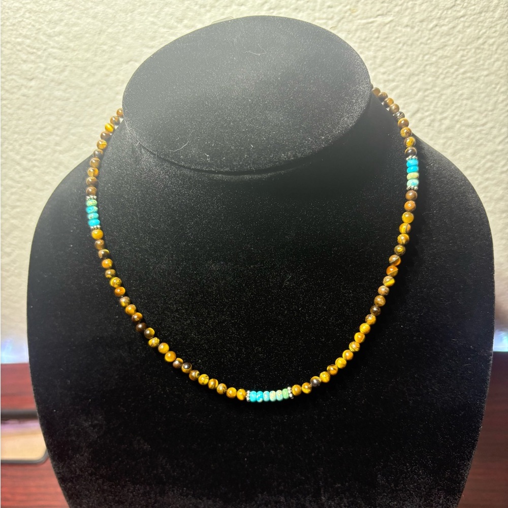 Tiger's eye and Turquoise Beaded Necklace
